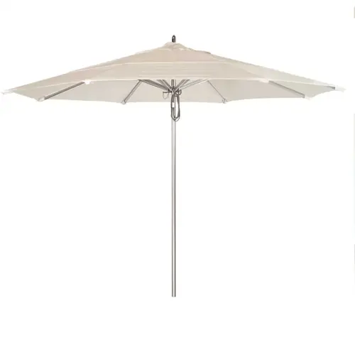 11 ft. Silver Aluminum Commercial Market Patio Umbrella with Pulley Lift in Canvas Sunbrella 11 ft. Silver Aluminum Commercial Market Patio Umbrella with Pulley Lift in Canvas Sunbrella