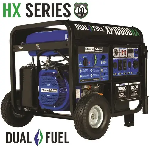 10000/8000-Watt Dual Fuel Electric Start Gasoline/Propane Portable Home Power Back Up Generator with CO Alert Shutdown Blue 10000/8000-Watt Dual Fuel Electric Start Gasoline/Propane Portable Home Power Back Up Generator with CO Alert Shutdown Blue