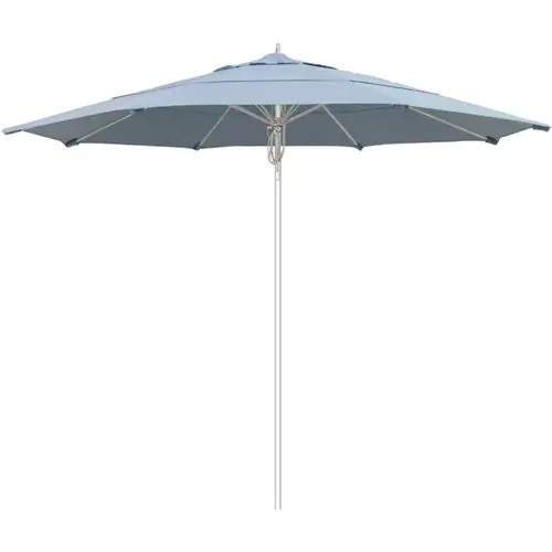 11 ft. Silver Aluminum Commercial Fiberglass Ribs Market Patio Umbrella and Pulley Lift in Air Blue Sunbrella 11 ft. Silver Aluminum Commercial Fiberglass Ribs Market Patio Umbrella and Pulley Lift in Air Blue Sunbrella