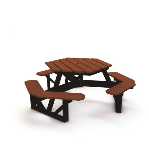 Hex 6 ft. Brown Recycled Plastic Picnic Table Hex 6 ft. Brown Recycled Plastic Picnic Table