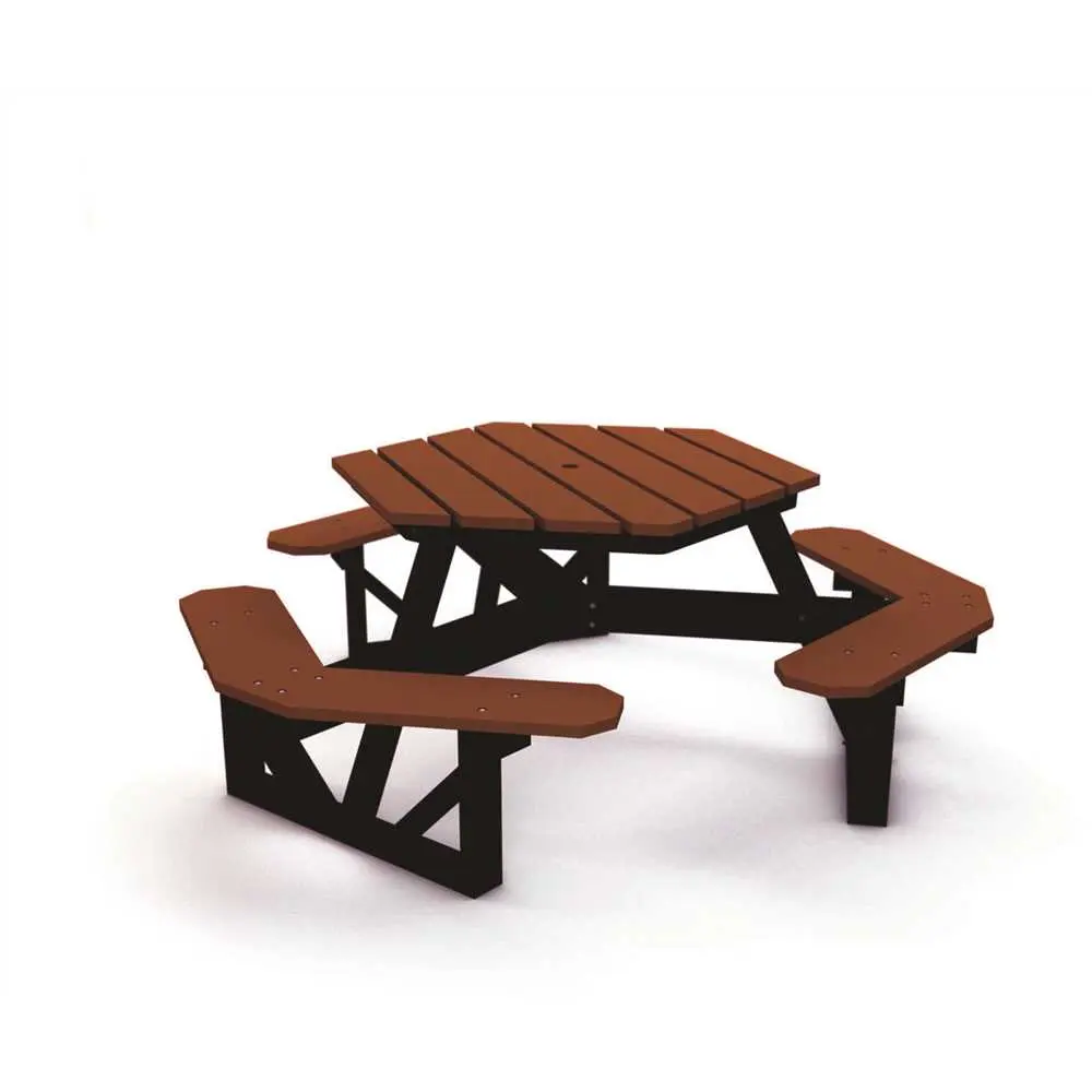 National Brand Alternative Hex 6 ft. Brown Recycled Plastic Picnic Table 289-1070-2