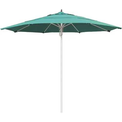 11 ft. Silver Aluminum Commercial Market Patio Umbrella Fiberglass Ribs and Pulley lift in Aruba Sunbrella 11 ft. Silver Aluminum Commercial Market Patio Umbrella Fiberglass Ribs and Pulley lift in Aruba Sunbrella