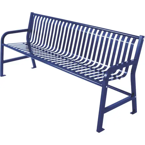 Plaza 6 ft. Blue Steel Strap Bench with Back Plaza 6 ft. Blue Steel Strap Bench with Back