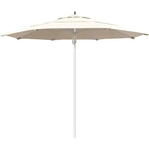 11 ft. Silver Aluminum Commercial Fiberglass Ribs Market Patio Umbrella and Pulley Lift in Natural Sunbrella 11 ft. Silver Aluminum Commercial Fiberglass Ribs Market Patio Umbrella and Pulley Lift in Natural Sunbrella