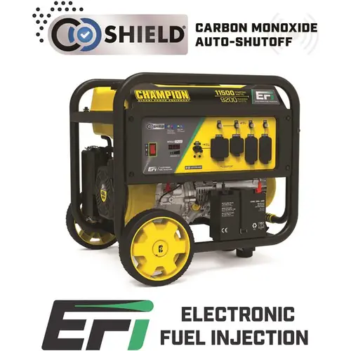 11,500/9,200-Watt PRO Portable Generator with Carburetor-Free Electronic Fuel Injection Engine (EFI) and CO Shield Yellow 11,500/9,200-Watt PRO Portable Generator with Carburetor-Free Electronic Fuel Injection Engine (EFI) and CO Shield Yellow