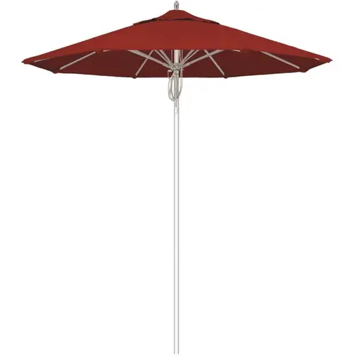 7.5 ft. Silver Aluminum Commercial Market Patio Umbrella Fiberglass Ribs and Pulley Lift in Red Sunbrella 7.5 ft. Silver Aluminum Commercial Market Patio Umbrella Fiberglass Ribs and Pulley Lift in Red Sunbrella