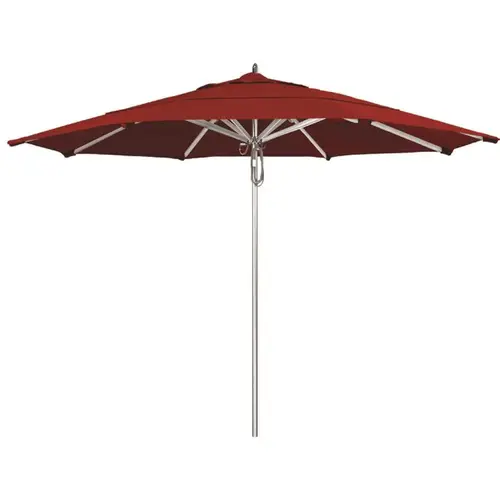11 ft. Silver Aluminum Commercial Market Patio Umbrella with Pulley Lift in Red Sunbrella 11 ft. Silver Aluminum Commercial Market Patio Umbrella with Pulley Lift in Red Sunbrella
