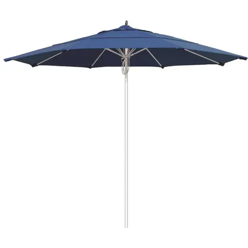 11 ft. Silver Aluminum Commercial Fiberglass Ribs Market Patio Umbrella and Pulley Lift in Regatta Sunbrella 11 ft. Silver Aluminum Commercial Fiberglass Ribs Market Patio Umbrella and Pulley Lift in Regatta Sunbrella