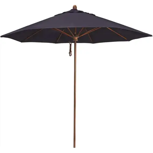 9 ft. Woodgrain Aluminum Commercial Market Patio Umbrella Fiberglass Ribs and Pulley Lift in Navy Sunbrella 9 ft. Woodgrain Aluminum Commercial Market Patio Umbrella Fiberglass Ribs and Pulley Lift in Navy Sunbrella