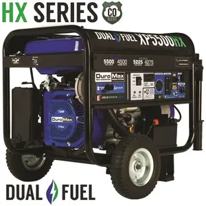 DUROMAX XP5500HX 5500/4500-Watt Dual Fuel Electric Start Gasoline/Propane Portable Generator with CO Alert Shutdown Sensor Blue