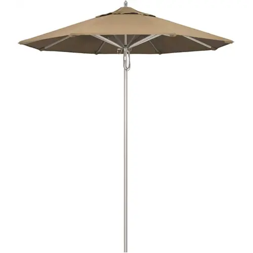 7.5 ft. Silver Aluminum Commercial Market Patio Umbrella with Pulley Lift in Heather Beige Sunbrella 7.5 ft. Silver Aluminum Commercial Market Patio Umbrella with Pulley Lift in Heather Beige Sunbrella