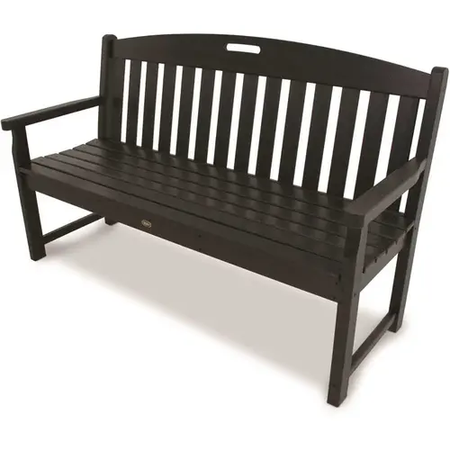 Yacht Club 60 in. Plastic Outdoor Bench in Charcoal Black Yacht Club 60 in. Plastic Outdoor Bench in Charcoal Black