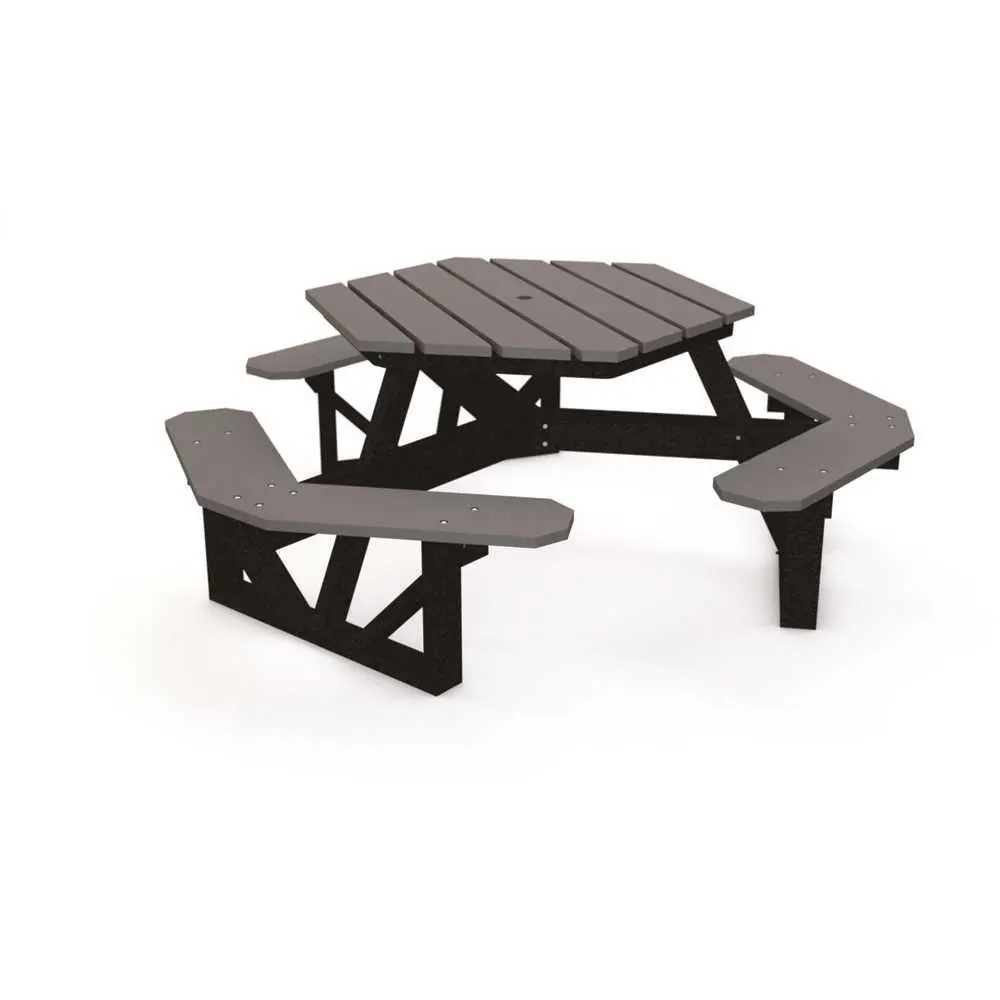 National Brand Alternative Hex 6 ft. Gray Recycled Plastic Picnic Table Grey 289-1070-3