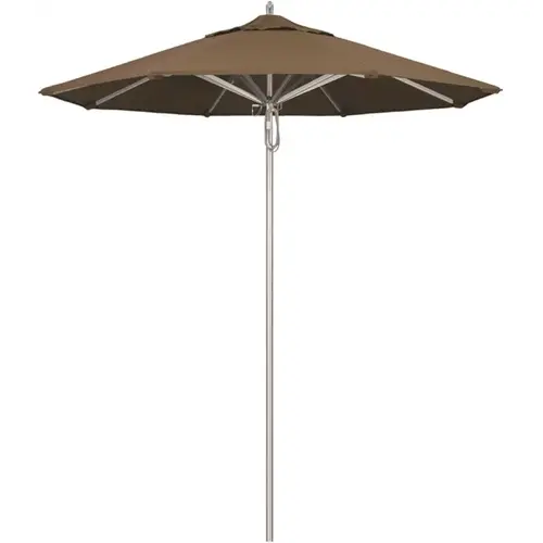 7.5 ft. Silver Aluminum Commercial Market Patio Umbrella with Pulley Lift in Cocoa Sunbrella