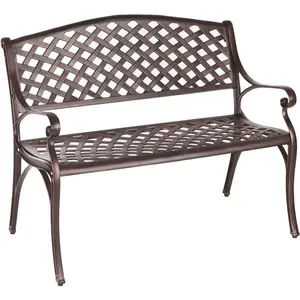 Patio Sense 61491 Cast Aluminum Patio Bench (Antique Bronze)