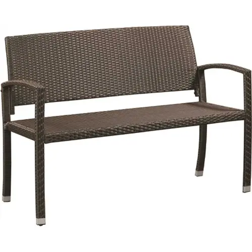 Miles 47 in. 2-Person Mocha All Weather Wicker Outdoor Patio Bench Black
