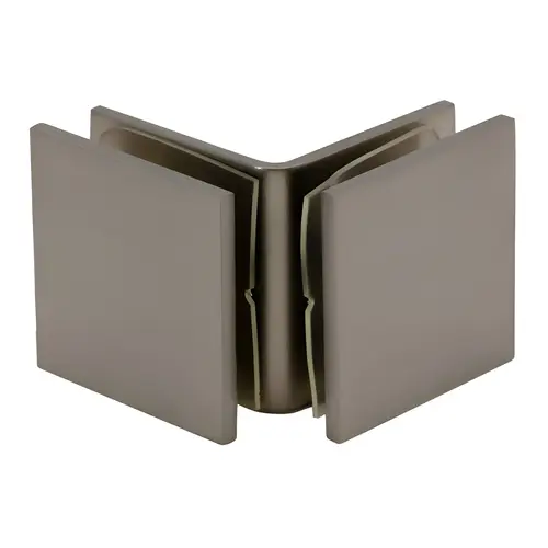 Open Face Square 90 Degree Glass Clamp, Brass Material, Brushed Nickel Finish