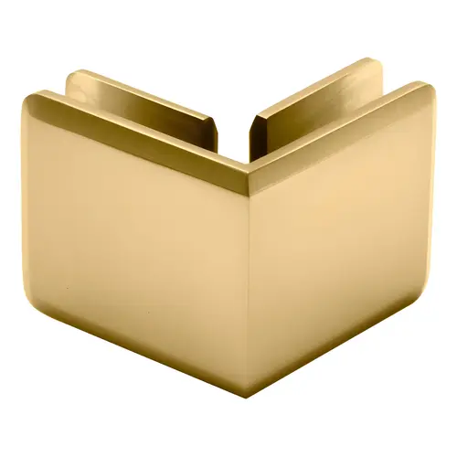Beveled 90 Degree Glass Clamp, Brass Material, 3/8" to 1/2" Glazing Thickness, Satin Brass Finish