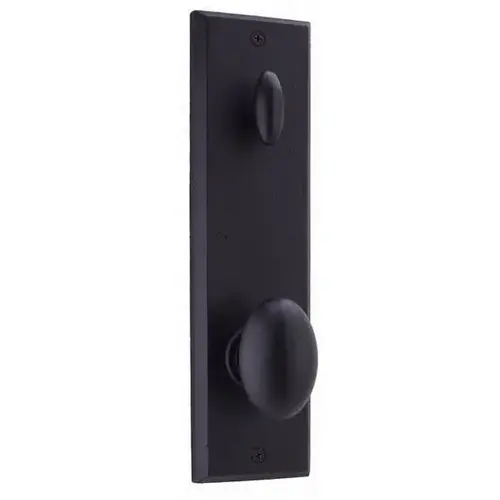 Durham Interior Interconnected Handleset Trim for Greystone or Rockford with Adjustable Latch and Round Corner Strikes Black Finish