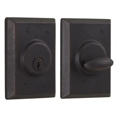 Square Single Cylinder Deadbolt with Adjustable Latch and Deadbolt Strike Oil Rubbed Bronze Finish Square Single Cylinder Deadbolt with Adjustable Latch and Deadbolt Strike Oil Rubbed Bronze Finish