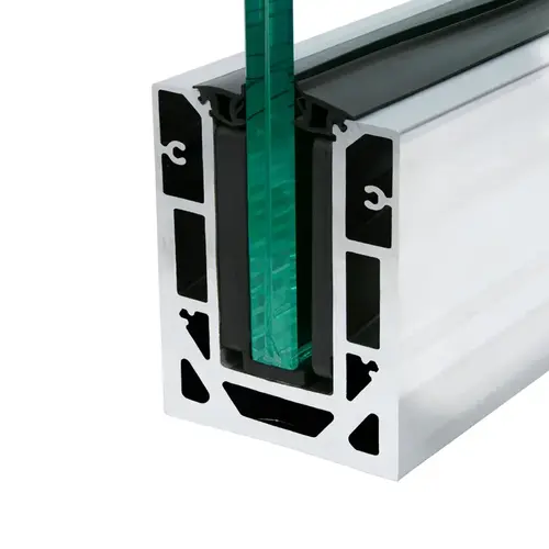 Achieve Base Shoe 120" Length Drilled 6" C.T.C. Mill Aluminum 1/2" - 9/16" Glass Achieve Base Shoe 120" Length Drilled 6" C.T.C. Mill Aluminum 1/2" - 9/16" Glass