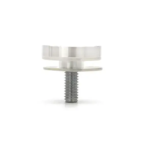 Flat Standoff Cap, Stainless Steel Material, 1" Cap Diameter, One Grommet And Two Rubber Gaskets Included, Polished Stainless Finish Flat Standoff Cap, Stainless Steel Material, 1" Cap Diameter, One Grommet And Two Rubber Gaskets Included, Polished Stainless Finish