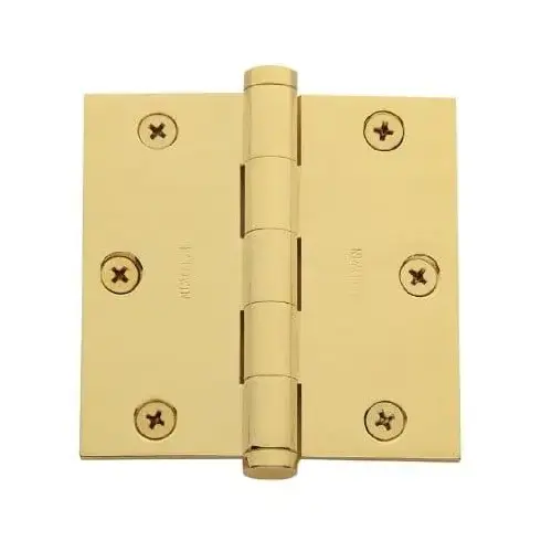 3-1/2" x 3-1/2" Mortise Square Hinge Non-Removable Pin Unlacquered Brass Finish 3-1/2" x 3-1/2" Mortise Square Hinge Non-Removable Pin Unlacquered Brass Finish