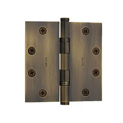 4" x 4" Ball Bearing Mortise Square Hinge Antique Brass Finish 4" x 4" Ball Bearing Mortise Square Hinge Antique Brass Finish