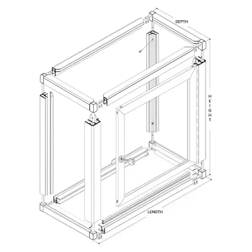 Avalon Showcase 4040 Series Frame with Bottom Hinged Frame Doors and Lock Hole Only - Satin Anodized Avalon Showcase 4040 Series Frame with Bottom Hinged Frame Doors and Lock Hole Only - Satin Anodized