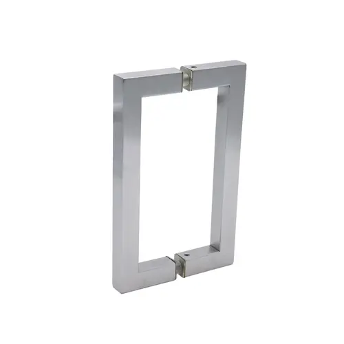 Square Pull Handle, Brass Material, 6" Center to Center, 3/4" Tube Diameter, M6-1.0 Threading, Brushed Nickel Finish Square Pull Handle, Brass Material, 6" Center to Center, 3/4" Tube Diameter, M6-1.0 Threading, Brushed Nickel Finish