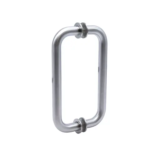 Back-to-Back Tubular Pull Handle with Washer, Brass Material, 8" Center-To-Center, 3/4" Tube Diameter, Brushed Nickel Finish