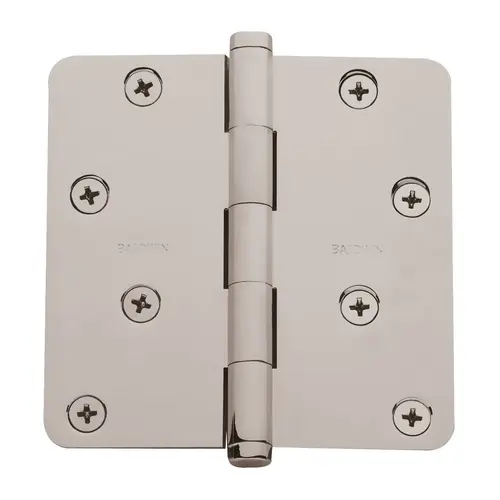 5/8" Radius Corner Hinge, Lifetime PVD Polished Nickel 5/8" Radius Corner Hinge, Lifetime PVD Polished Nickel