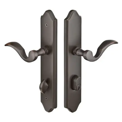 Cortina Left Hand # 1 Multi Point Keyed Entry With American Cylinder With 2" X 10" Brass Concord Plates, Oil Rubbed Bronze Finish Cortina Left Hand # 1 Multi Point Keyed Entry With American Cylinder With 2" X 10" Brass Concord Plates, Oil Rubbed Bronze Finish