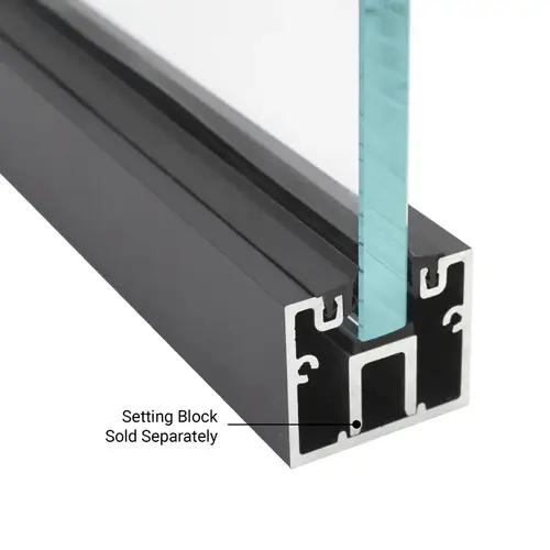 1-7/8" x 1-5/8" Narrow Width Deep Channel for 5/8" Glass - 240" Long - Matte Black Powder Coat 1-7/8" x 1-5/8" Narrow Width Deep Channel for 5/8" Glass - 240" Long - Matte Black Powder Coat