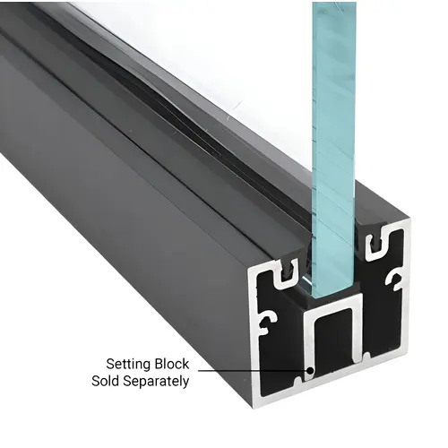 1-7/8" x 1-5/8" Narrow Width Deep Channel for 5/8" Glass - 120" Long - Matte Black Powder Coat
