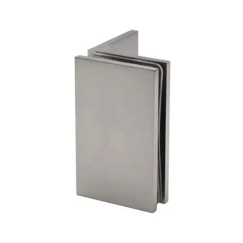 Square Profile Glass Clamp Wall Mount, Brass Material, 3/8" To 1/2" Glazing Thickness, Brushed Nickel Finish