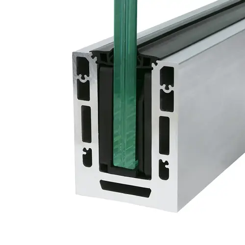 Achieve Base Shoe 120" Length Drilled 6" C.T.C. Mill Aluminum 13/16" Laminated Glass Achieve Base Shoe 120" Length Drilled 6" C.T.C. Mill Aluminum 13/16" Laminated Glass