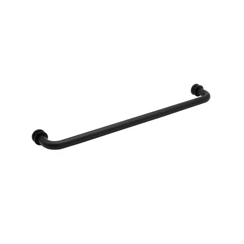 Tubular Single-Sided Towel Bar With Metal Washer, Brass Material, 18" Center-To-Center, 3/4" Tube Diameter, Matte Black Finish