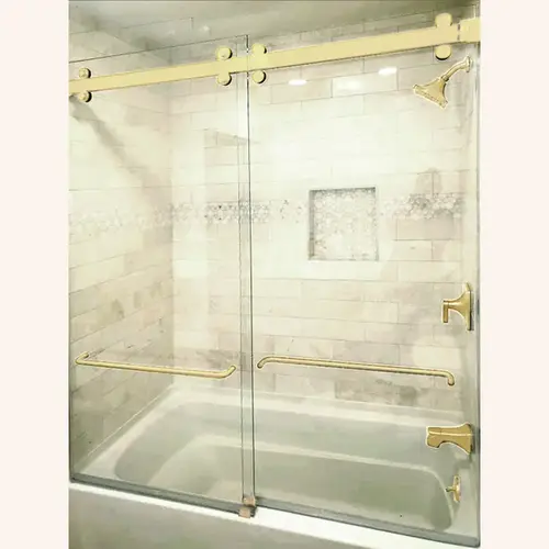 Napa Series 180 Degree Sliding Shower Door Kit - Satin Brass Napa Series 180 Degree Sliding Shower Door Kit - Satin Brass