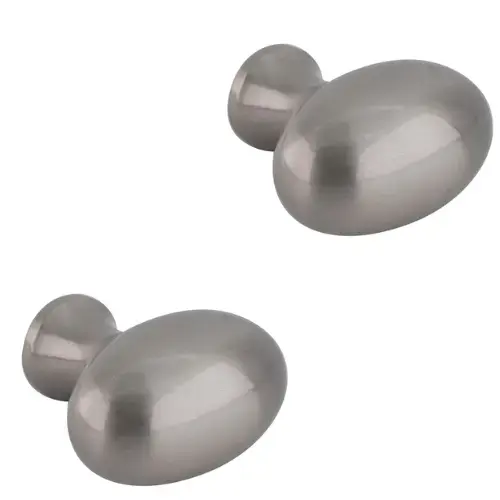 Long Oval Metal Cabinet Knob For Kitchen And Cabinet Hardware 1-1/4" Dia Satin Nicke - 2 per pack x2 packs