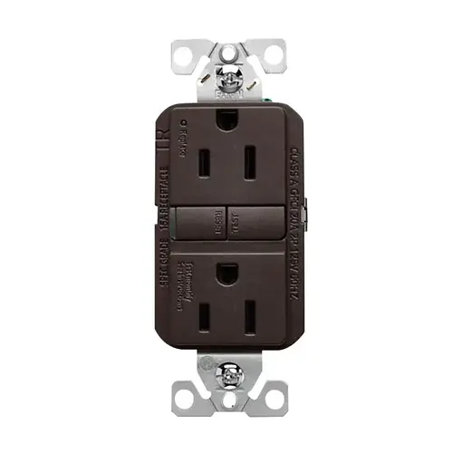 Tamper-Resistant GFCI Receptacle, 125 V, 15 A, NEMA: NEMA 5-15R, Back, Side Wiring Oil Rubbed Bronze Tamper-Resistant GFCI Receptacle, 125 V, 15 A, NEMA: NEMA 5-15R, Back, Side Wiring Oil Rubbed Bronze