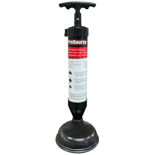 Air Powered Plunger, 19 in OAL, 6 & 2-5/8 in Cup Black