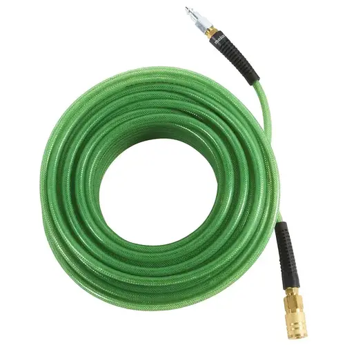 Air Hose with Industrial Fittings, 1/4 in OD, 100 ft L, Crimped x Compression, 300 psi Pressure Green Air Hose with Industrial Fittings, 1/4 in OD, 100 ft L, Crimped x Compression, 300 psi Pressure Green