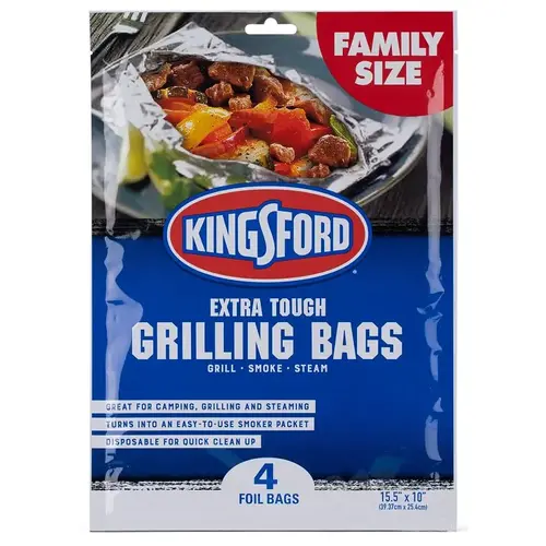 15.5 In. x 10 In. Aluminum Foil Grilling Bag (4-Count) Silver