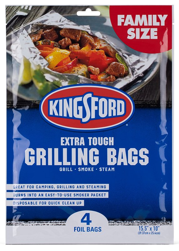 KINGSFORD BBP0496TB 15.5 In. x 10 In. Aluminum Foil Grilling Bag (4-Count) Silver