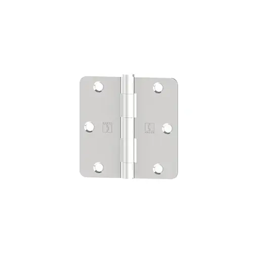 RC1748 3-1/2" x 3-1/2" 1/4" Radius Full Mortise Residential Plain Bearing Template Hinge Satin Nickel Finish