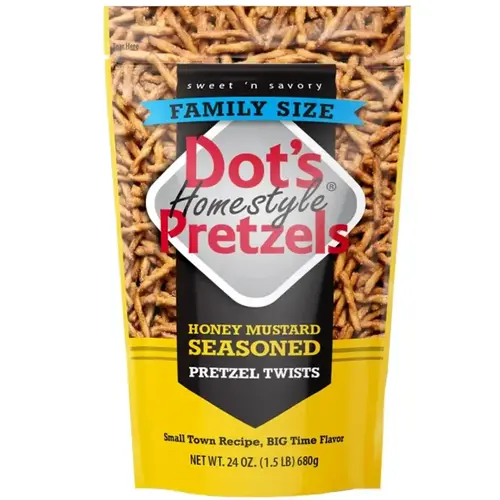 Dot's Homestyle Pretzels Snacks, Pieces, Honey Mustard, 24 oz Dot's Homestyle Pretzels Snacks, Pieces, Honey Mustard, 24 oz