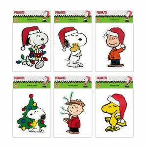 Product Works 49323 Peanuts Christmas Two-Sided Window Clings, 6 x 10 In.