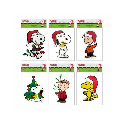 Peanuts Christmas Two-Sided Window Clings, 6 x 10 In. Peanuts Christmas Two-Sided Window Clings, 6 x 10 In.