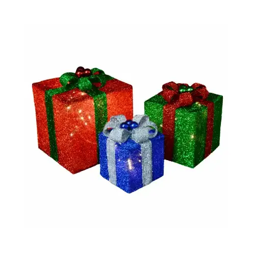 3-Pc. Lighted Christmas Presents, 8, 10 &12 In.